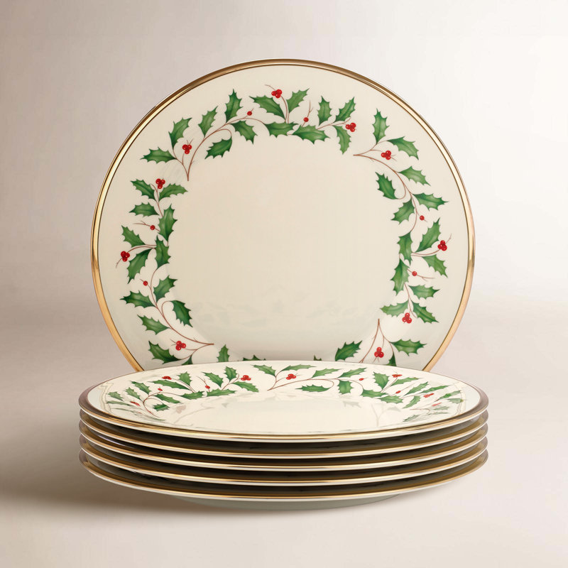 Lenox Holiday 6-Piece Dinner Plates Dinnerware Set, Service For 6
